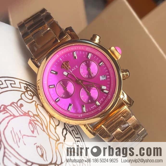 Versace VLB six-hand chronograph quartz women's watch natural mother-of-pearl sapphire glass