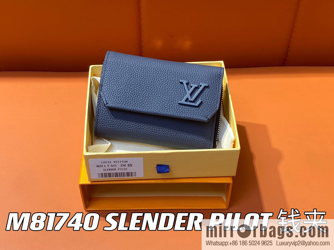 [Original order boutique] M82410 dark blue, full leather wallet series M81740 SLENDER PILOT wallet