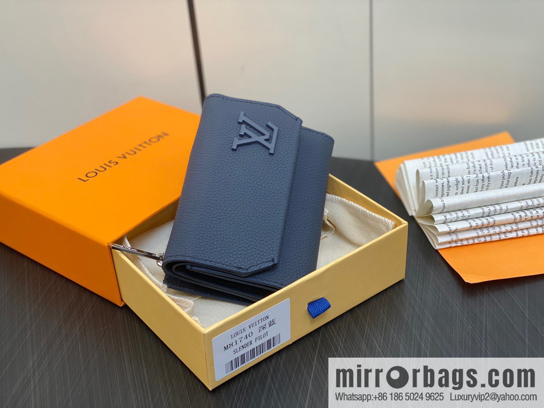 [Original order boutique] M82410 dark blue, full leather wallet series M81740 SLENDER PILOT wallet