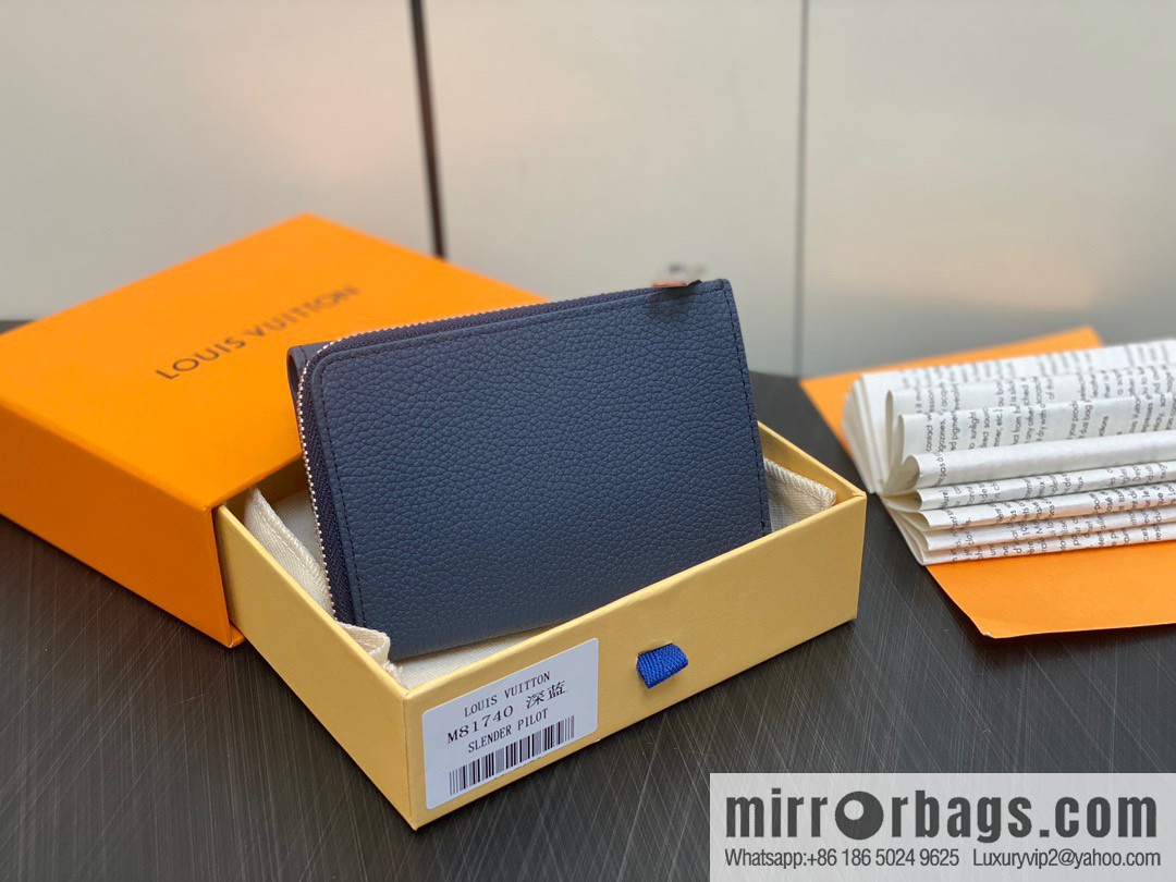 [Original order boutique] M82410 dark blue, full leather wallet series M81740 SLENDER PILOT wallet