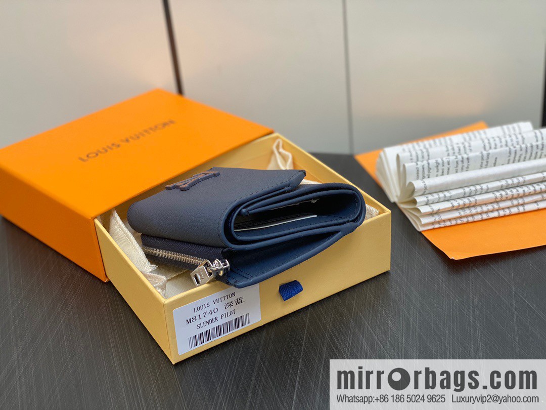 [Original order boutique] M82410 dark blue, full leather wallet series M81740 SLENDER PILOT wallet