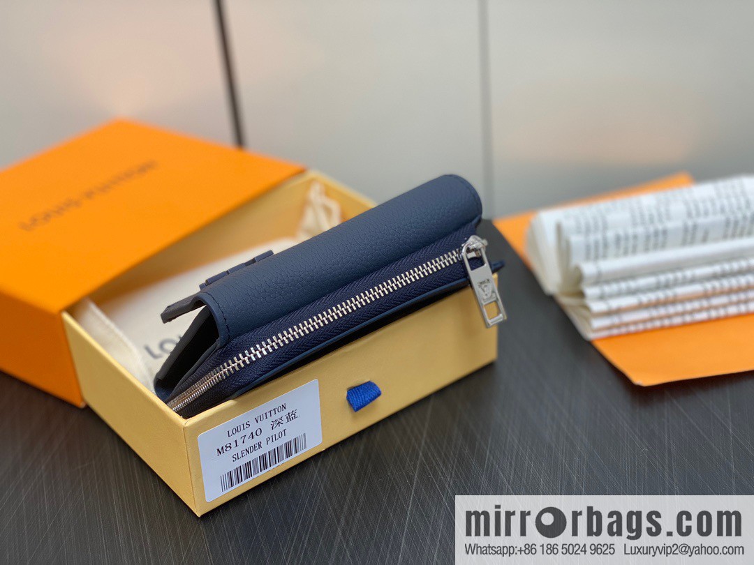 [Original order boutique] M82410 dark blue, full leather wallet series M81740 SLENDER PILOT wallet