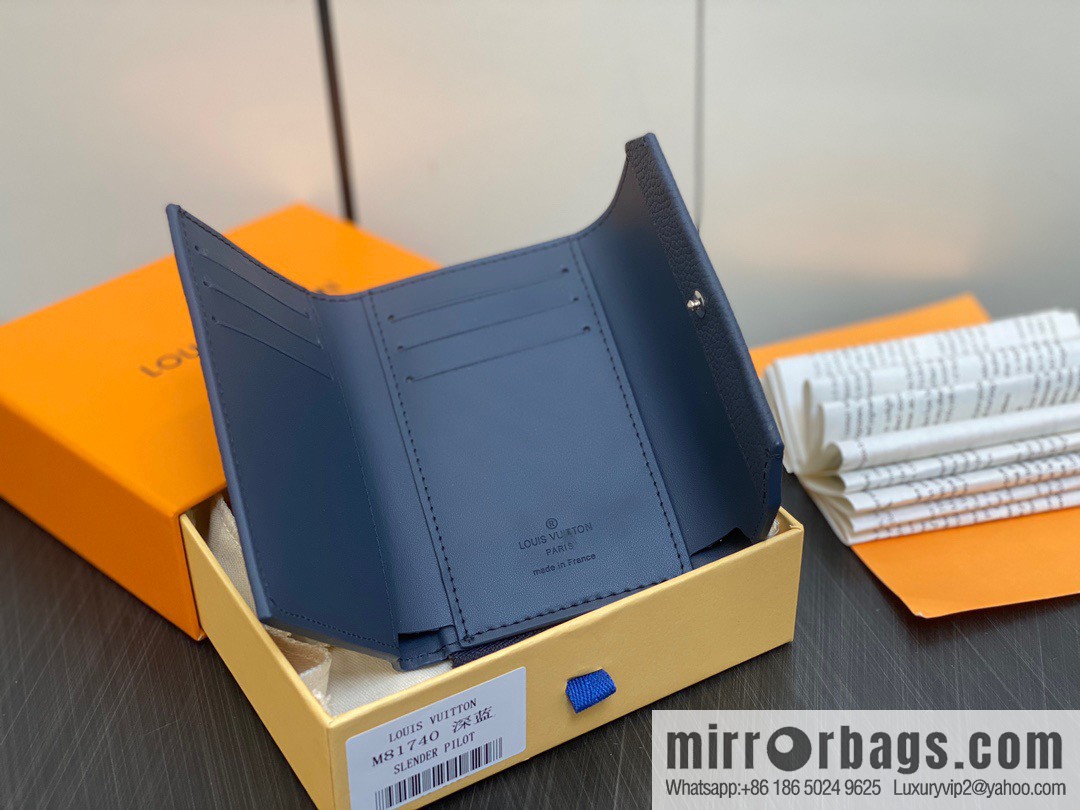 [Original order boutique] M82410 dark blue, full leather wallet series M81740 SLENDER PILOT wallet