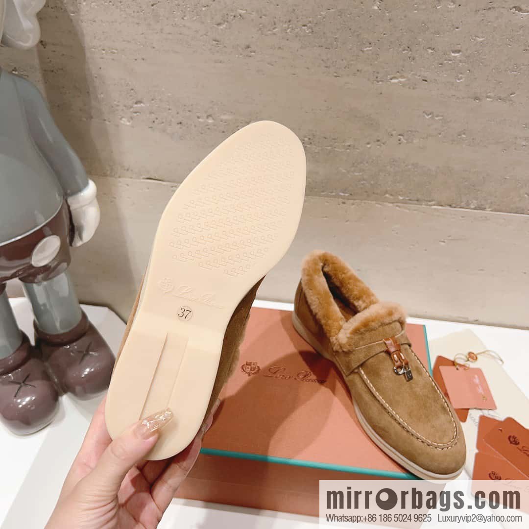 🐰🐰Loro Pian * Classic popular LP top version, British tassel flat-bottomed fluffy loafers