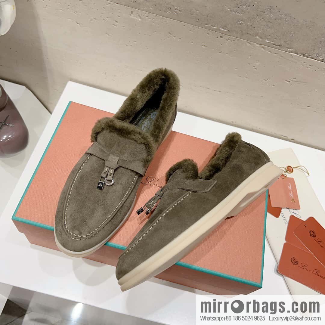 🐰🐰Loro Pian * Classic popular LP top version, British tassel flat-bottomed fluffy loafers