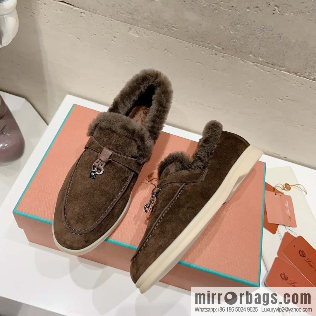 🐰🐰Loro Pian * Classic popular LP top version, British tassel flat-bottomed fluffy loafers