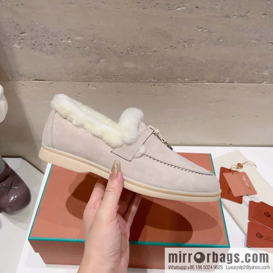 🐰🐰Loro Pian * Classic popular LP top version, British tassel flat-bottomed fluffy loafers