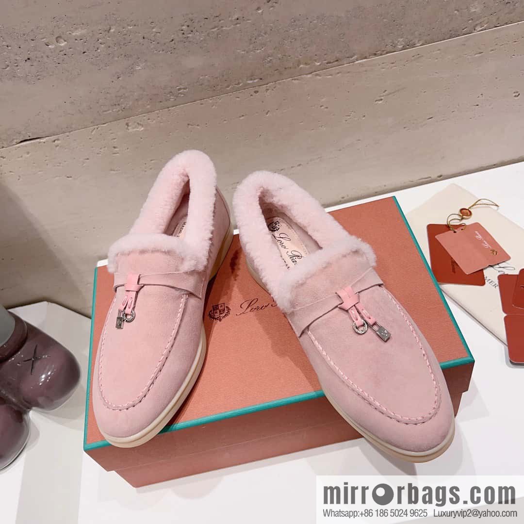 🐰🐰Loro Pian * Classic popular LP top version, British tassel flat-bottomed fluffy loafers