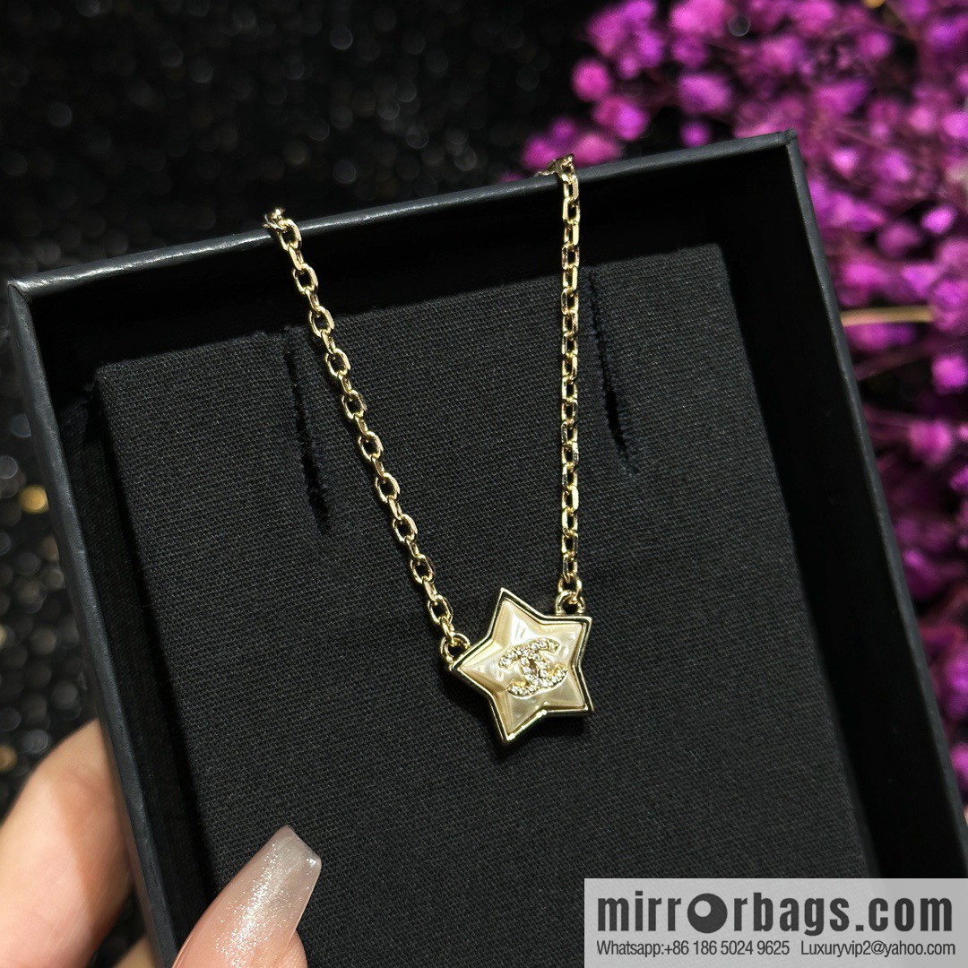 ☀️New ☑️ Chanel Double C Pentagram ⭐ Star Necklace