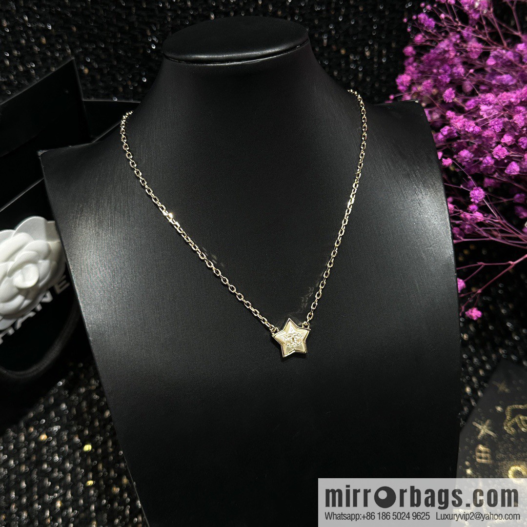 ☀️New ☑️ Chanel Double C Pentagram ⭐ Star Necklace