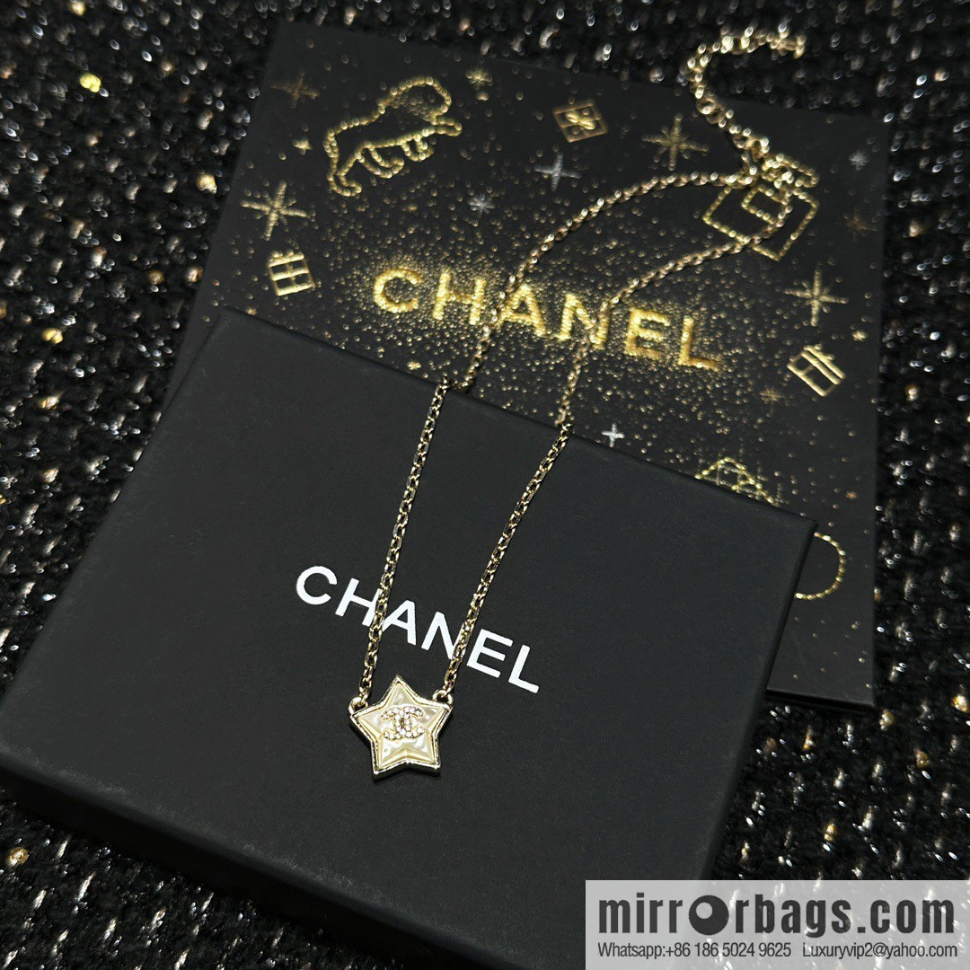 ☀️New ☑️ Chanel Double C Pentagram ⭐ Star Necklace