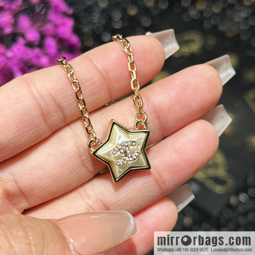☀️New ☑️ Chanel Double C Pentagram ⭐ Star Necklace