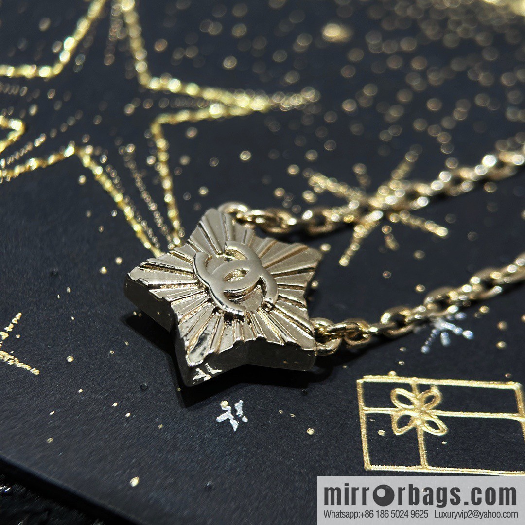 ☀️New ☑️ Chanel Double C Pentagram ⭐ Star Necklace