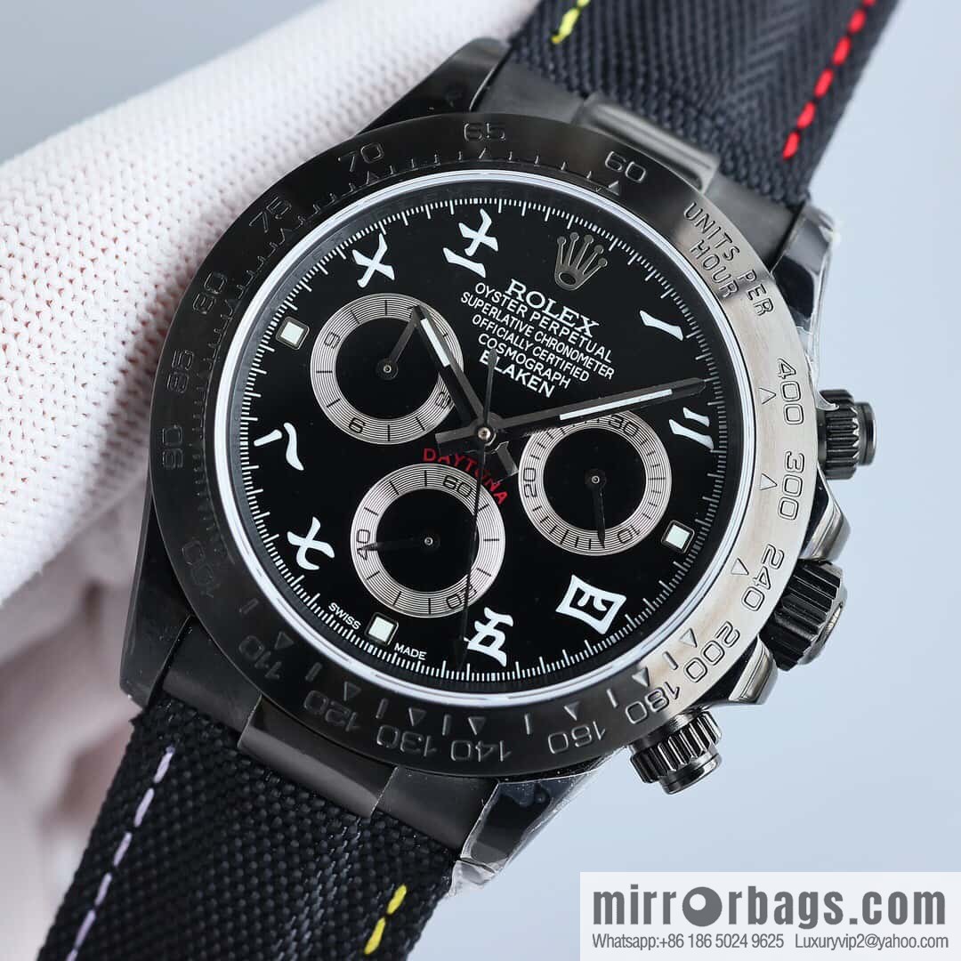 All-black steel Daytona ultra-thin upgraded 12.3mm Daytona Velcro convenient strap style 7750 ultra-thin movement mechanical watch
