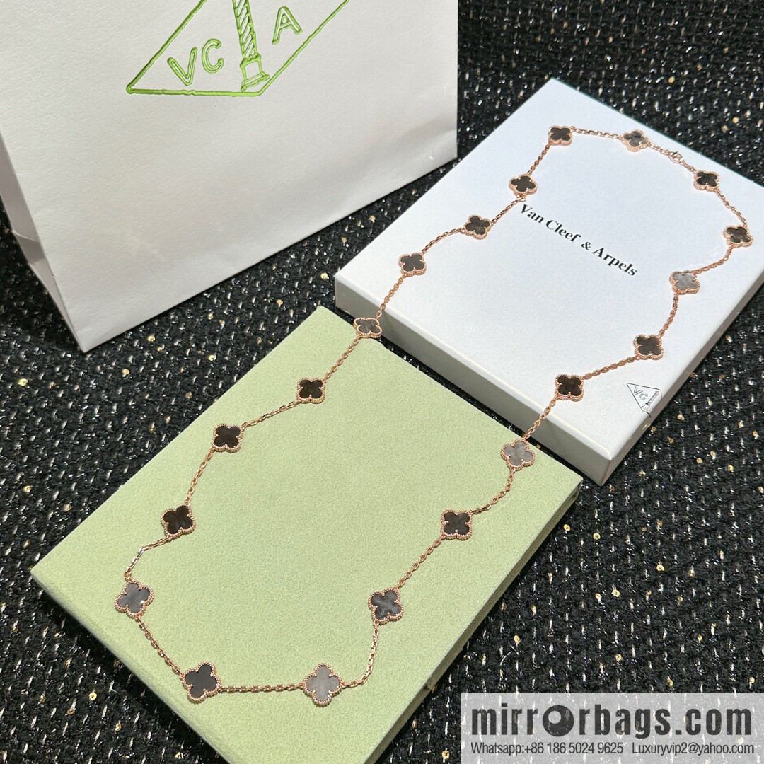 ☀️Van Cleef & Arpels Clover Peterstone 20 Flowers Necklace Sweater Chain ☀