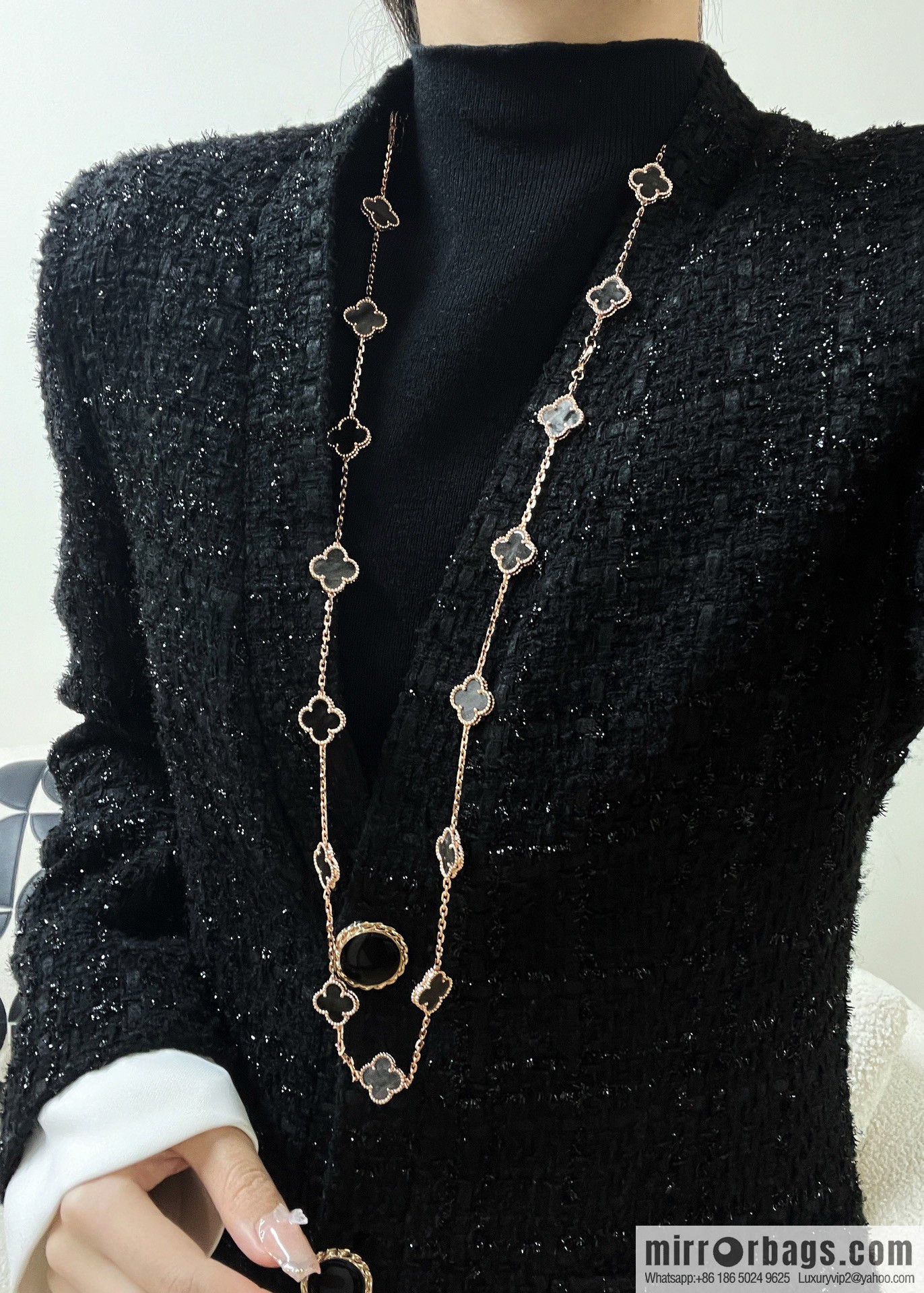☀️Van Cleef & Arpels Clover Peterstone 20 Flowers Necklace Sweater Chain ☀