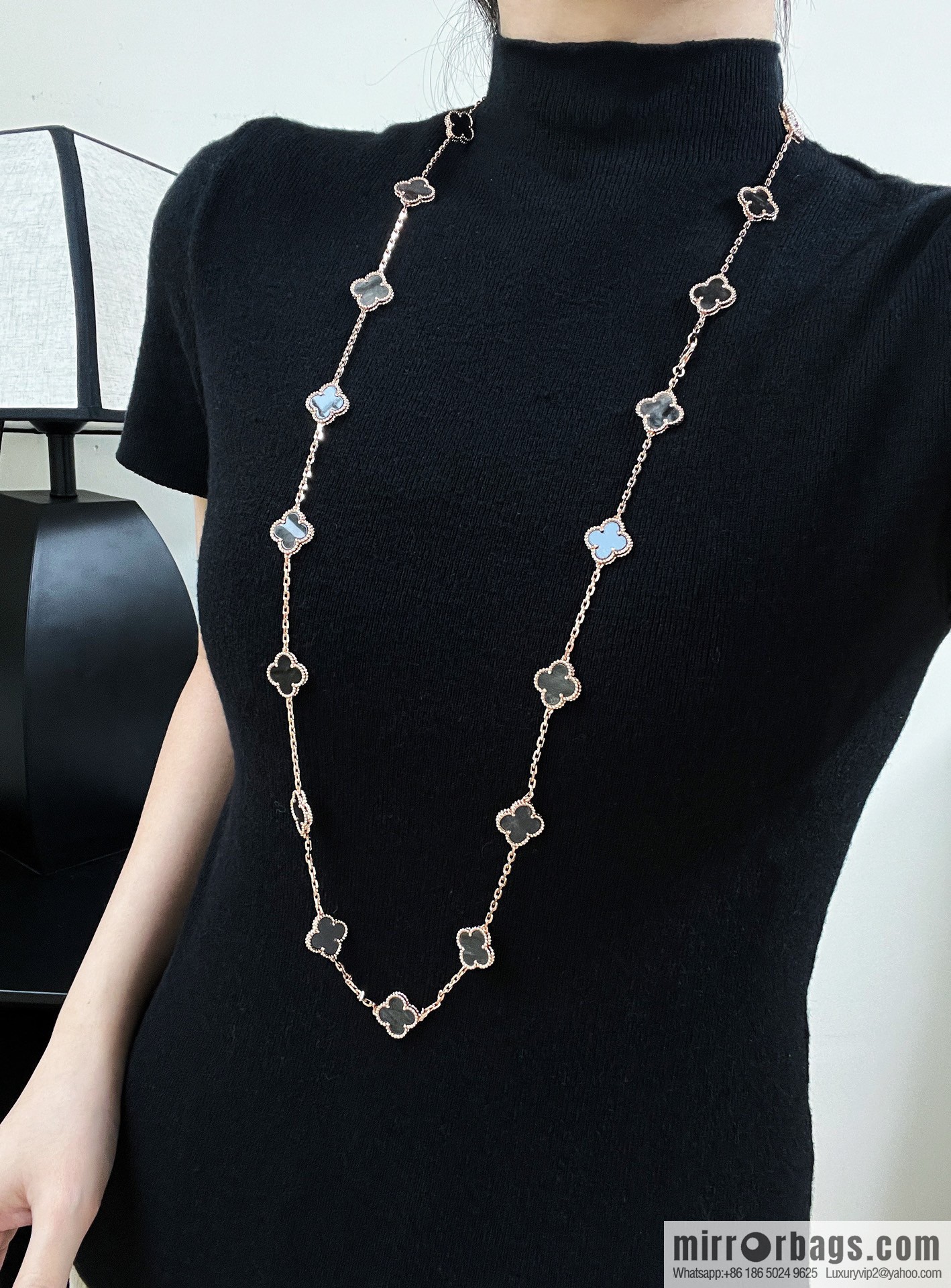 ☀️Van Cleef & Arpels Clover Peterstone 20 Flowers Necklace Sweater Chain ☀