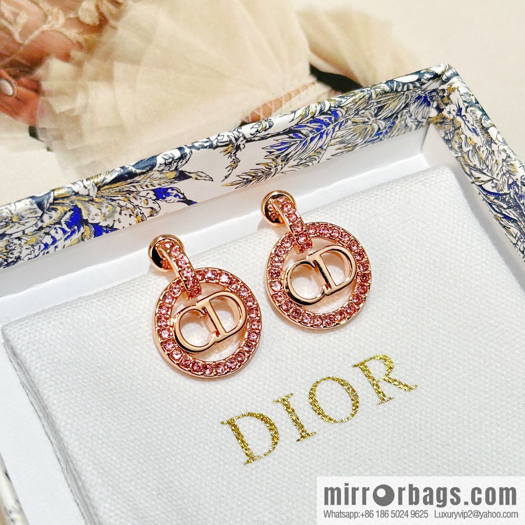 New ☑️ DIOR rose gold CD pink diamond stud earrings
