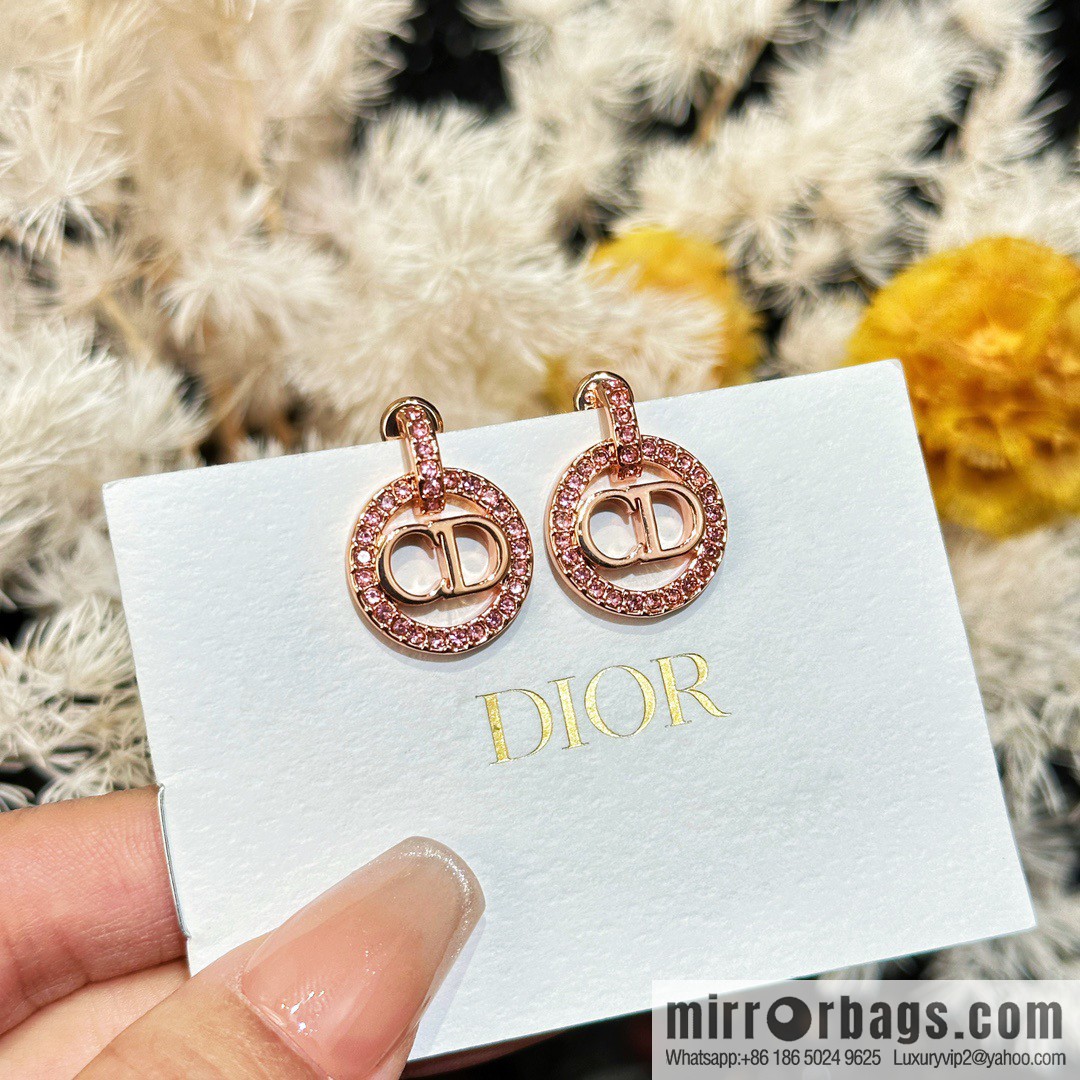 New ☑️ DIOR rose gold CD pink diamond stud earrings