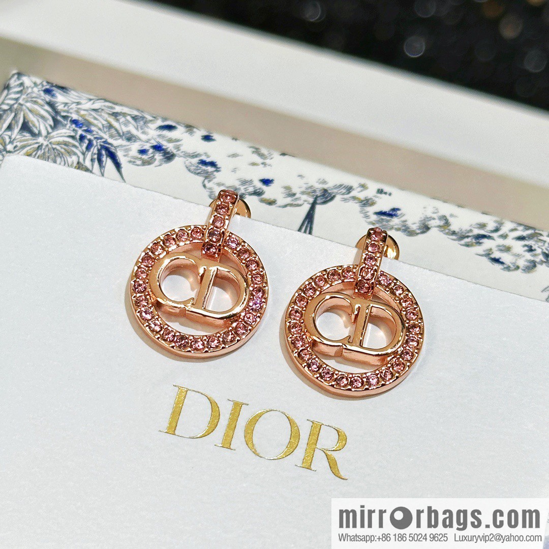 New ☑️ DIOR rose gold CD pink diamond stud earrings