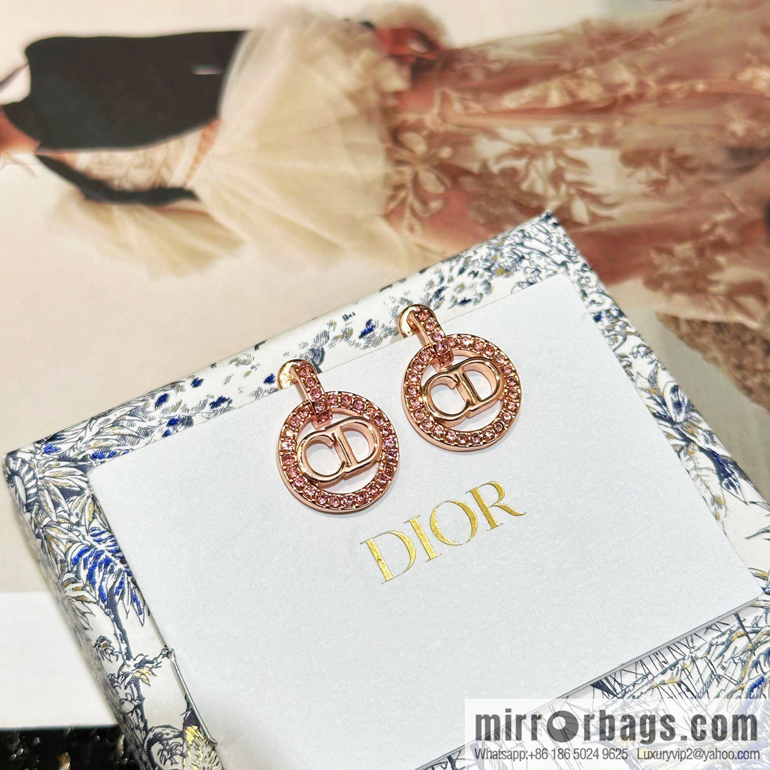 New ☑️ DIOR rose gold CD pink diamond stud earrings