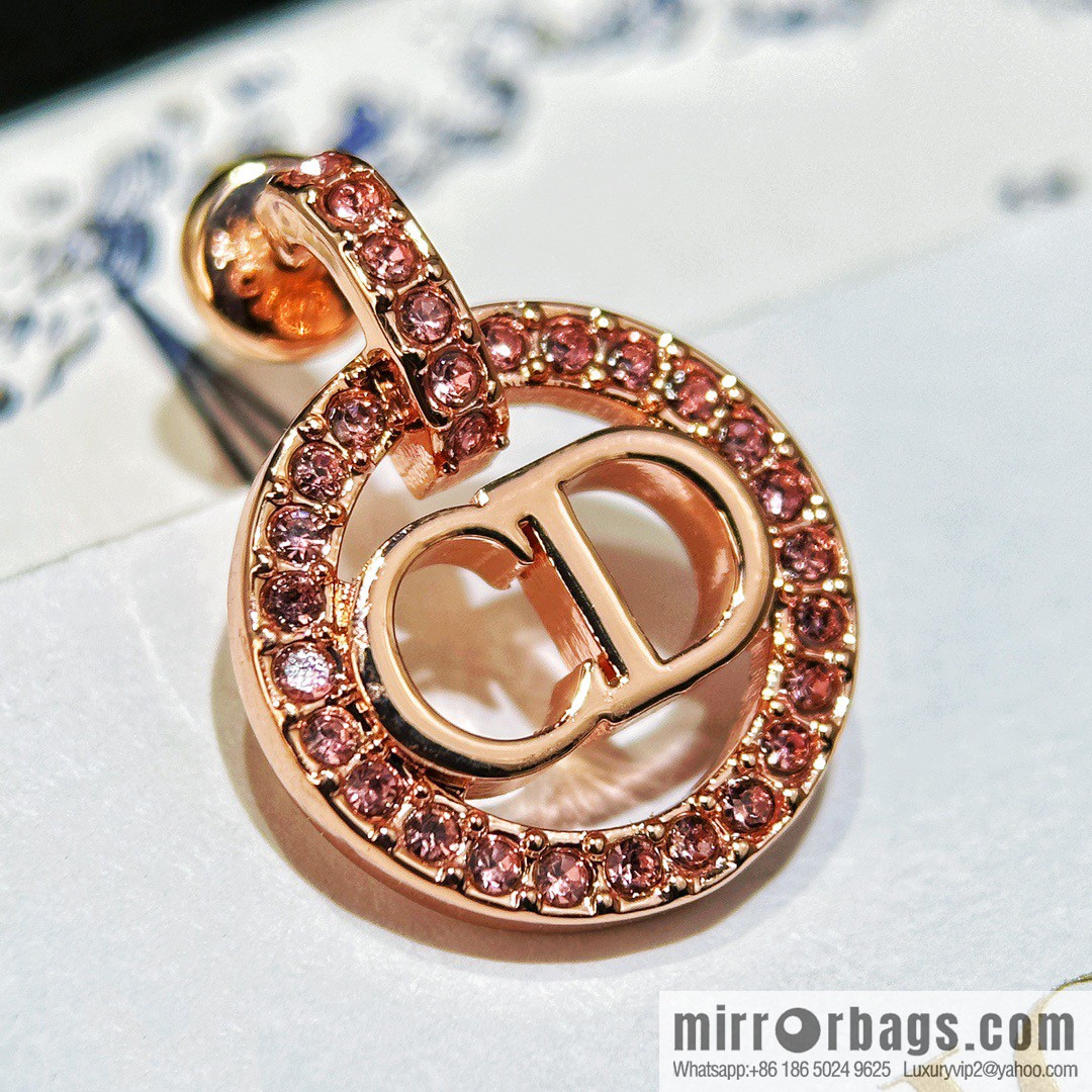 New ☑️ DIOR rose gold CD pink diamond stud earrings