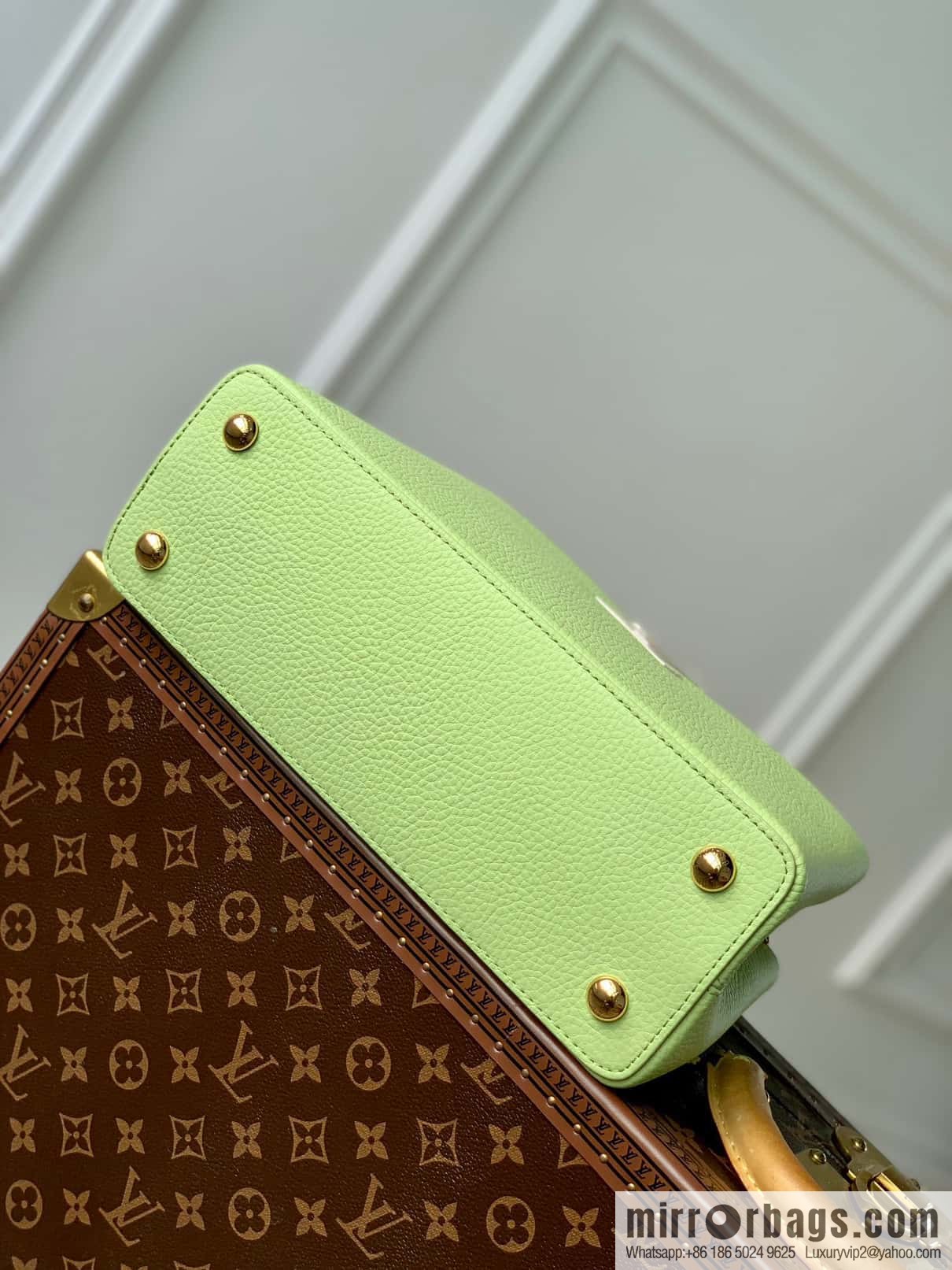 M21689 green with white M22055 CAPUCINES medium handbag