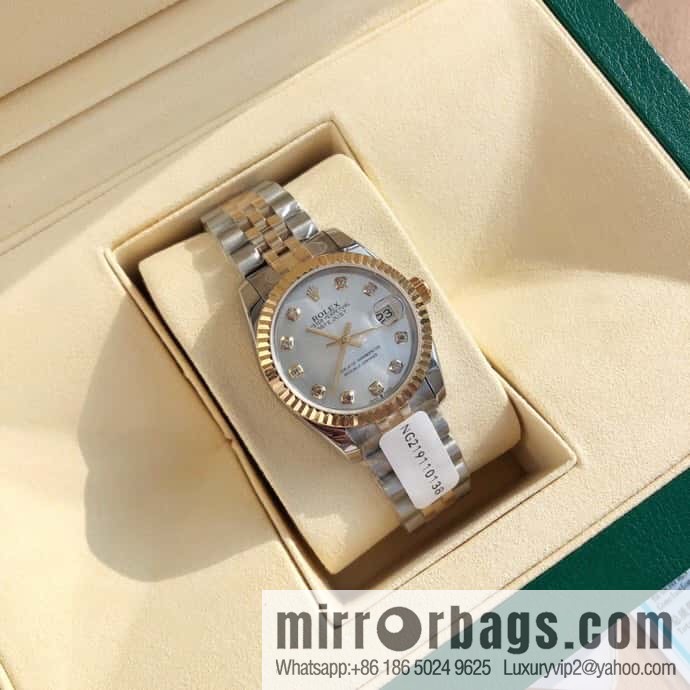 ROLEX-Rolex Diary Women's Natural Diamond Watch with Swiss ETA-2671 Movement
