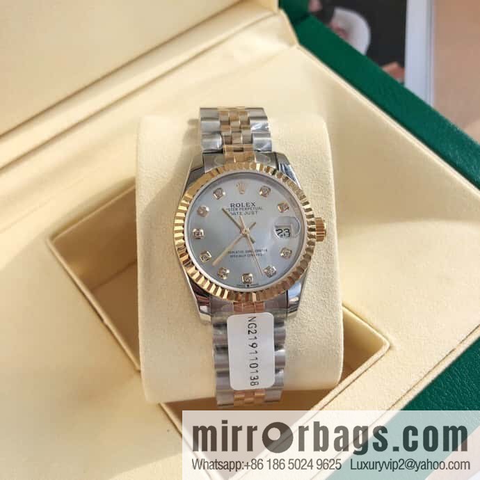 ROLEX-Rolex Diary Women's Natural Diamond Watch with Swiss ETA-2671 Movement