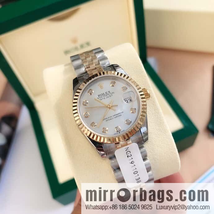 ROLEX-Rolex Diary Women's Natural Diamond Watch with Swiss ETA-2671 Movement