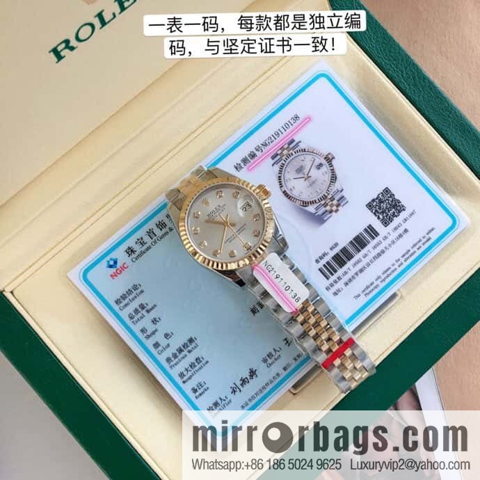 ROLEX-Rolex Diary Women's Natural Diamond Watch with Swiss ETA-2671 Movement