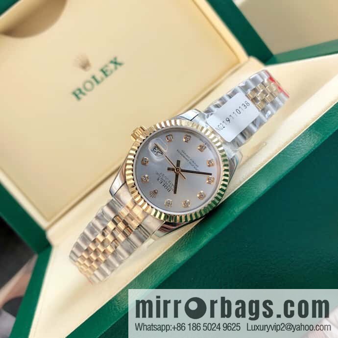 ROLEX-Rolex Diary Women's Natural Diamond Watch with Swiss ETA-2671 Movement