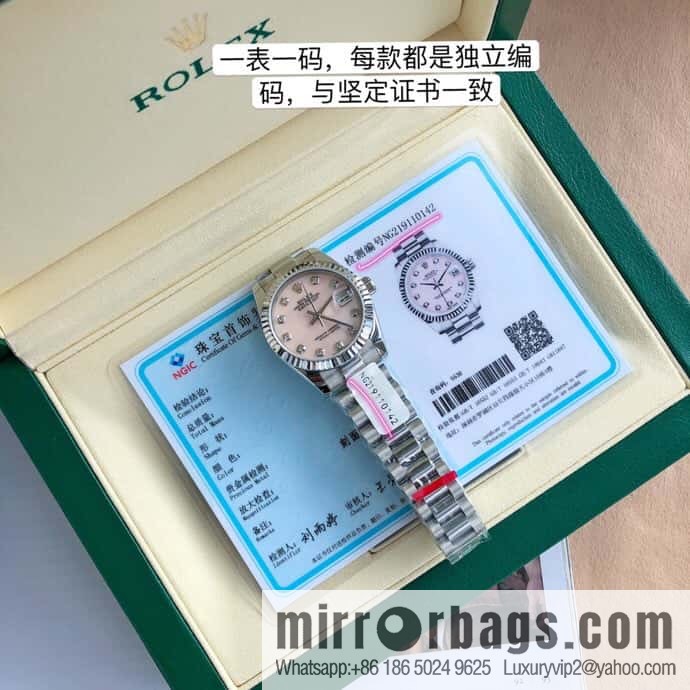 ROLEX-Rolex Diary Women's Natural Diamond Watch with Swiss ETA-2671 Movement