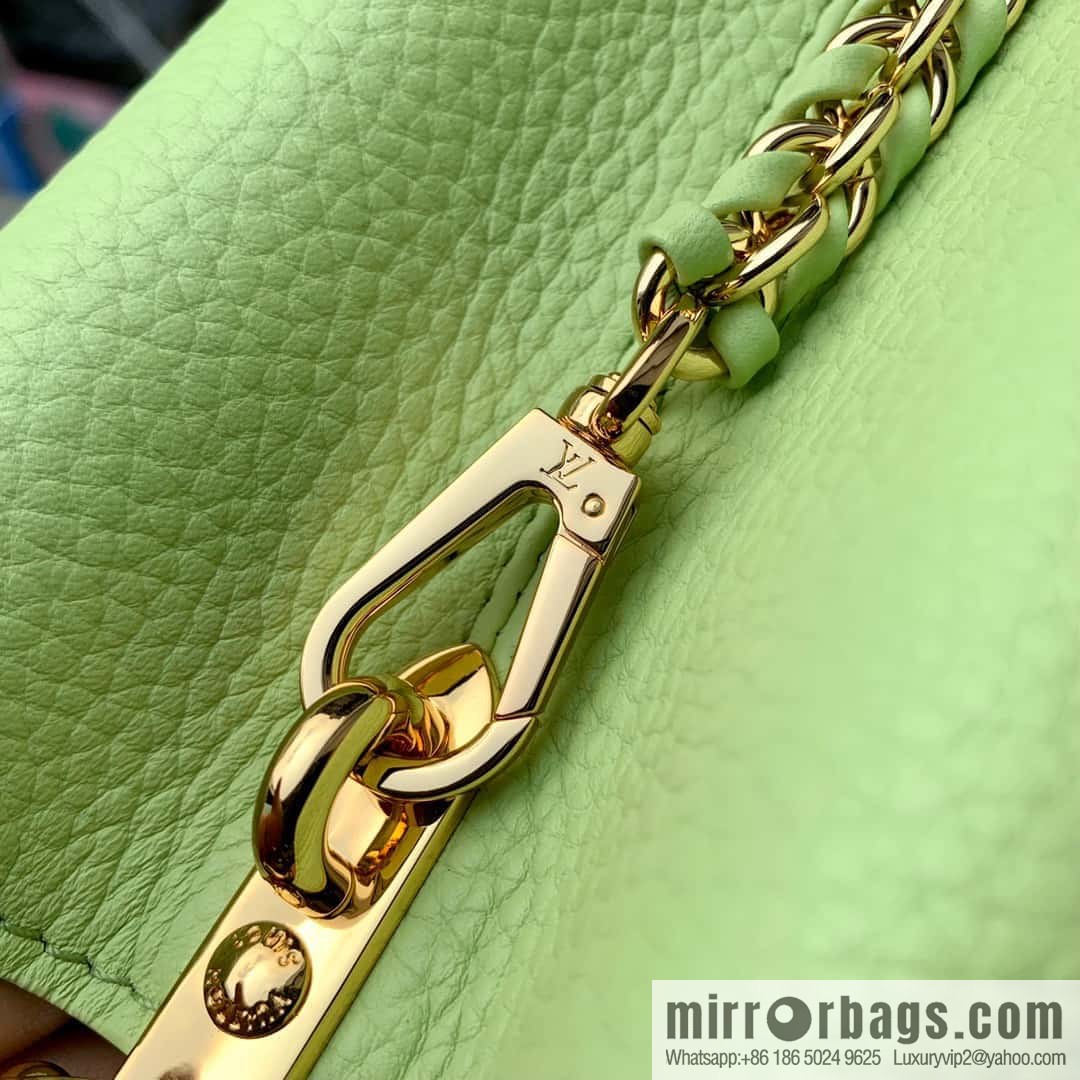 M21689 green with white M22055 CAPUCINES BB handbag