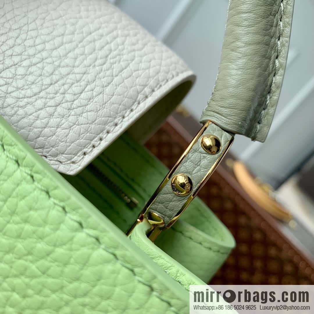 M21689 green with white M22055 CAPUCINES BB handbag