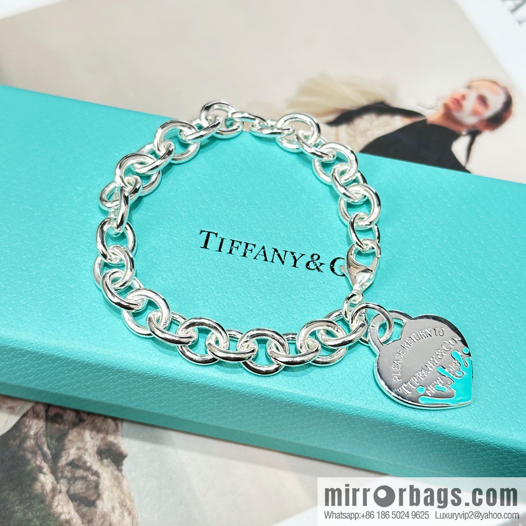 ☀Tiffany & Co. Tiffany LOVE series blue love peach heart bracelet