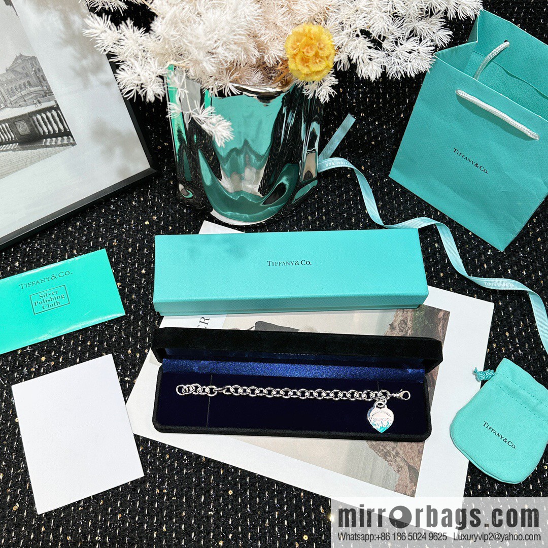 ☀Tiffany & Co. Tiffany LOVE series blue love peach heart bracelet
