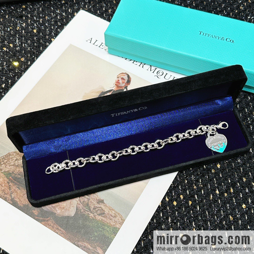 ☀Tiffany & Co. Tiffany LOVE series blue love peach heart bracelet