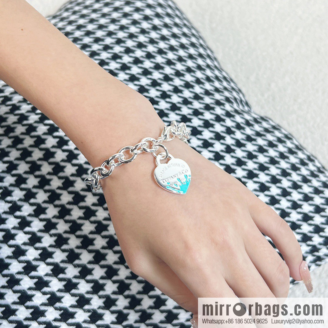 ☀Tiffany & Co. Tiffany LOVE series blue love peach heart bracelet