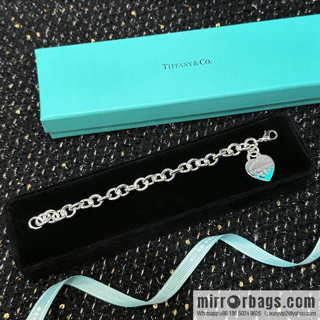 ☀Tiffany & Co. Tiffany LOVE series blue love peach heart bracelet