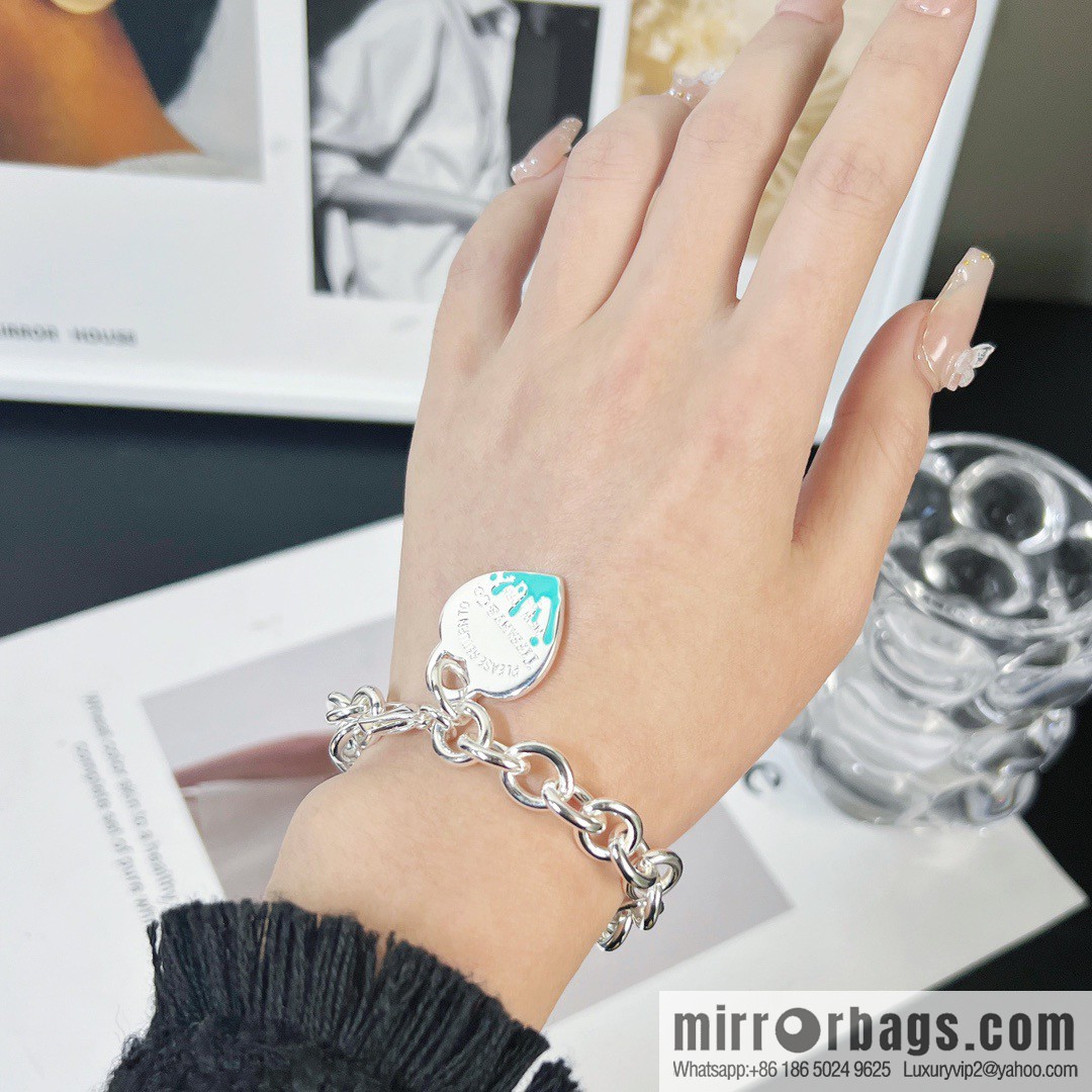 ☀Tiffany & Co. Tiffany LOVE series blue love peach heart bracelet