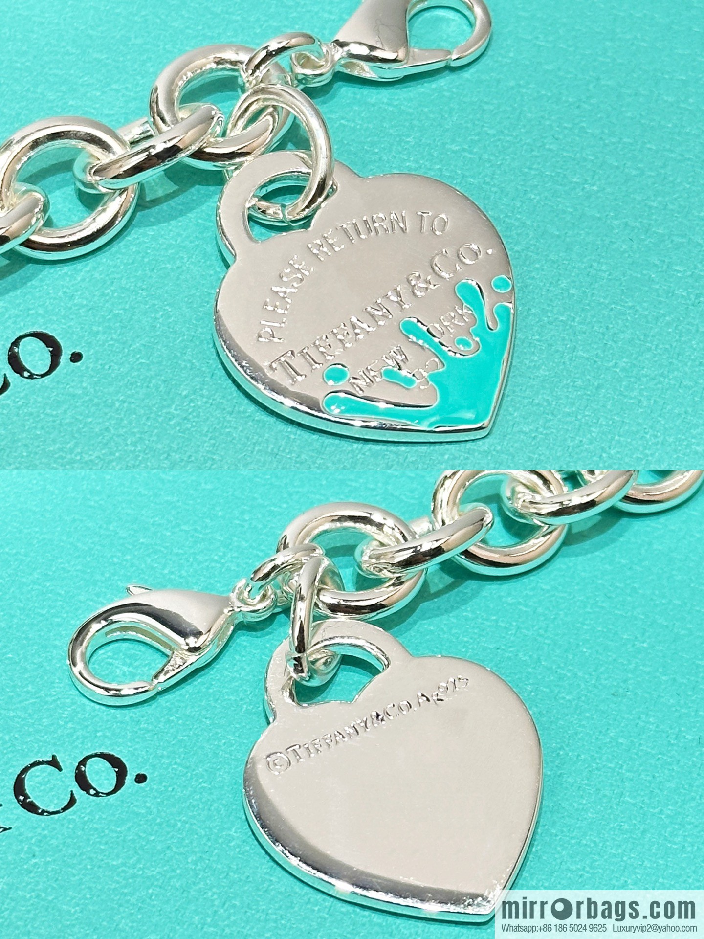 ☀Tiffany & Co. Tiffany LOVE series blue love peach heart bracelet