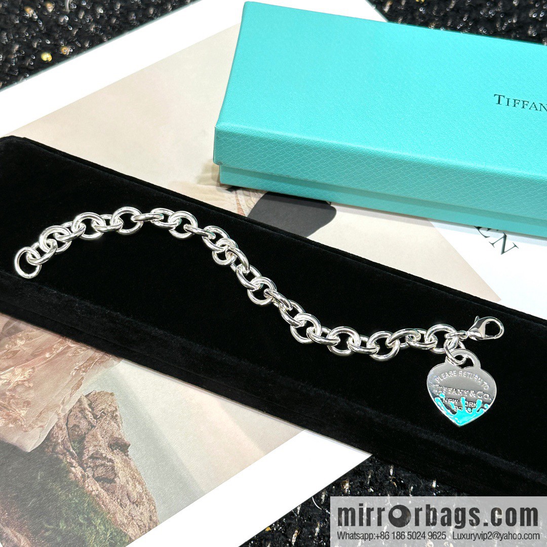 ☀Tiffany & Co. Tiffany LOVE series blue love peach heart bracelet