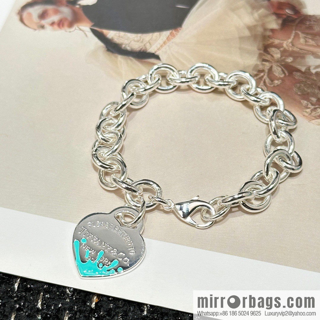☀Tiffany & Co. Tiffany LOVE series blue love peach heart bracelet