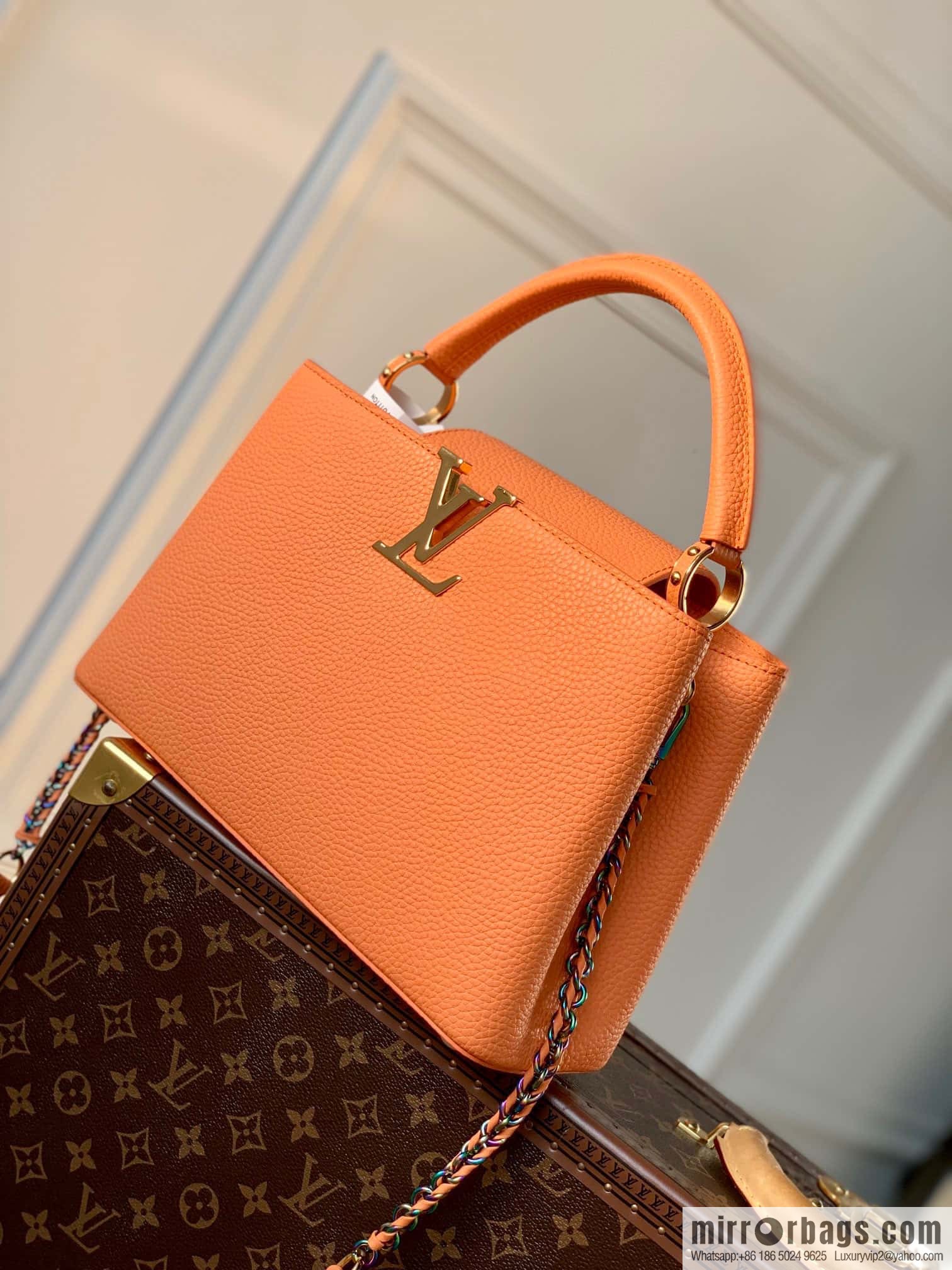 M22055 Coral Orange Capucines Medium Handbag