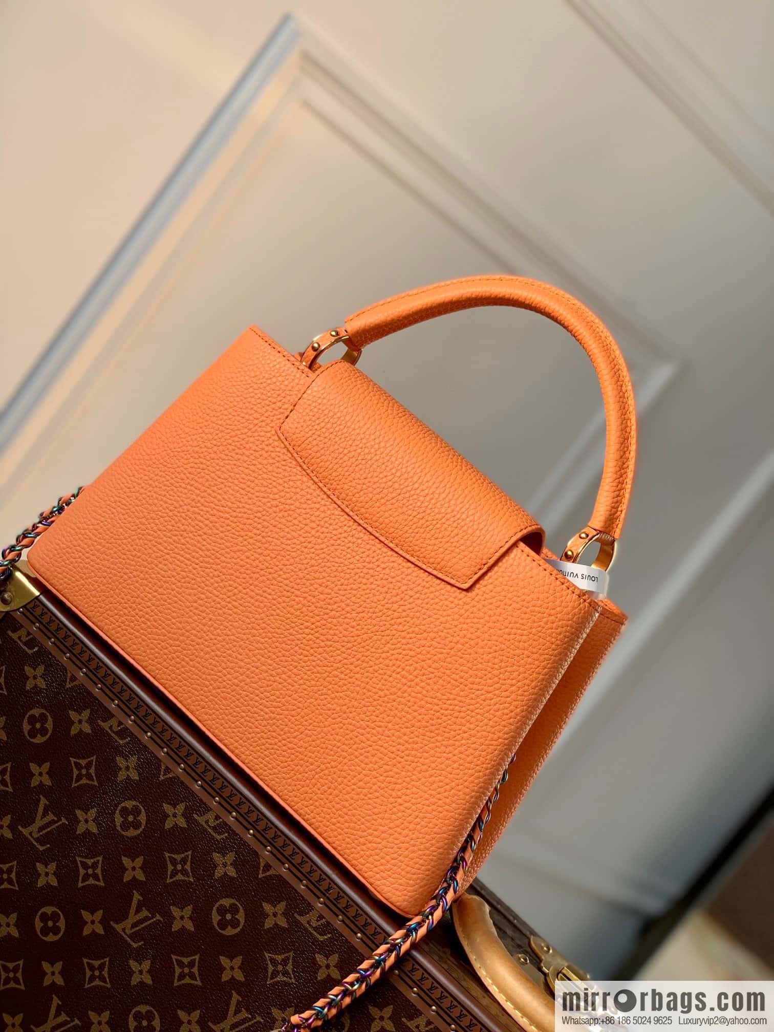 M22055 Coral Orange Capucines Medium Handbag