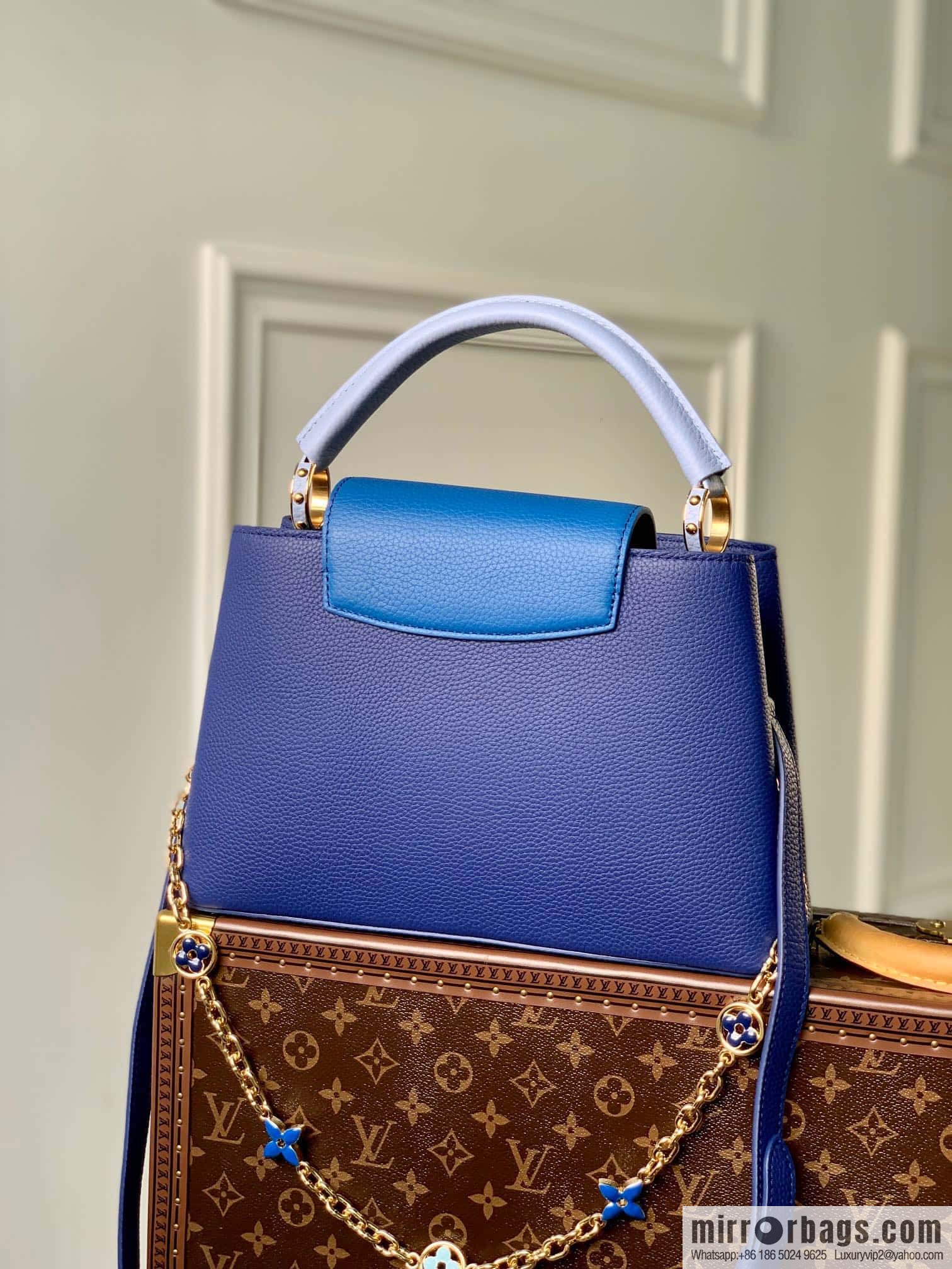 [Exclusive real shot M20844 blue/medium] Capucines medium handbag
