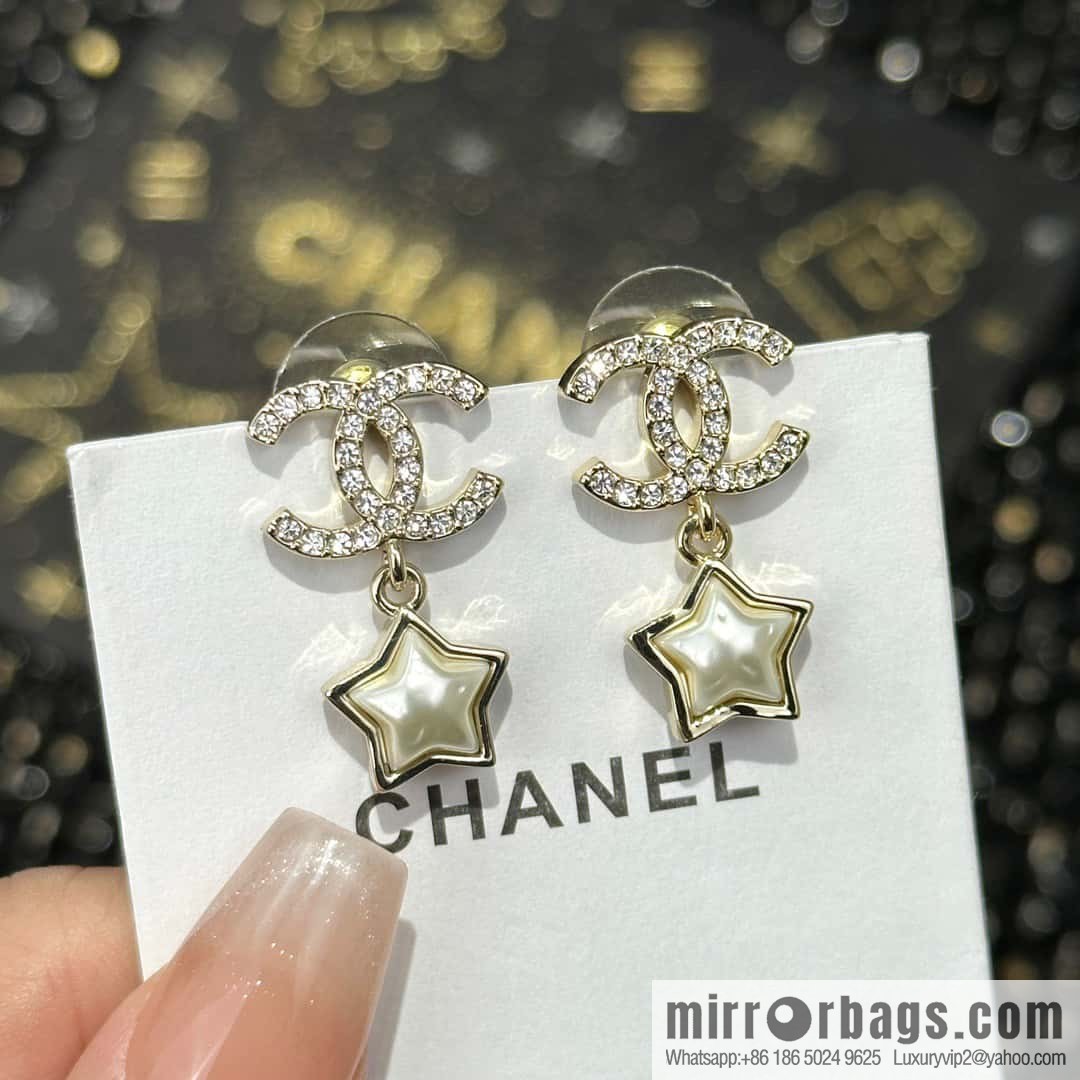 ☀️New ☑️ chanel c2 double c pentagram ⭐ star stud earrings ☀️