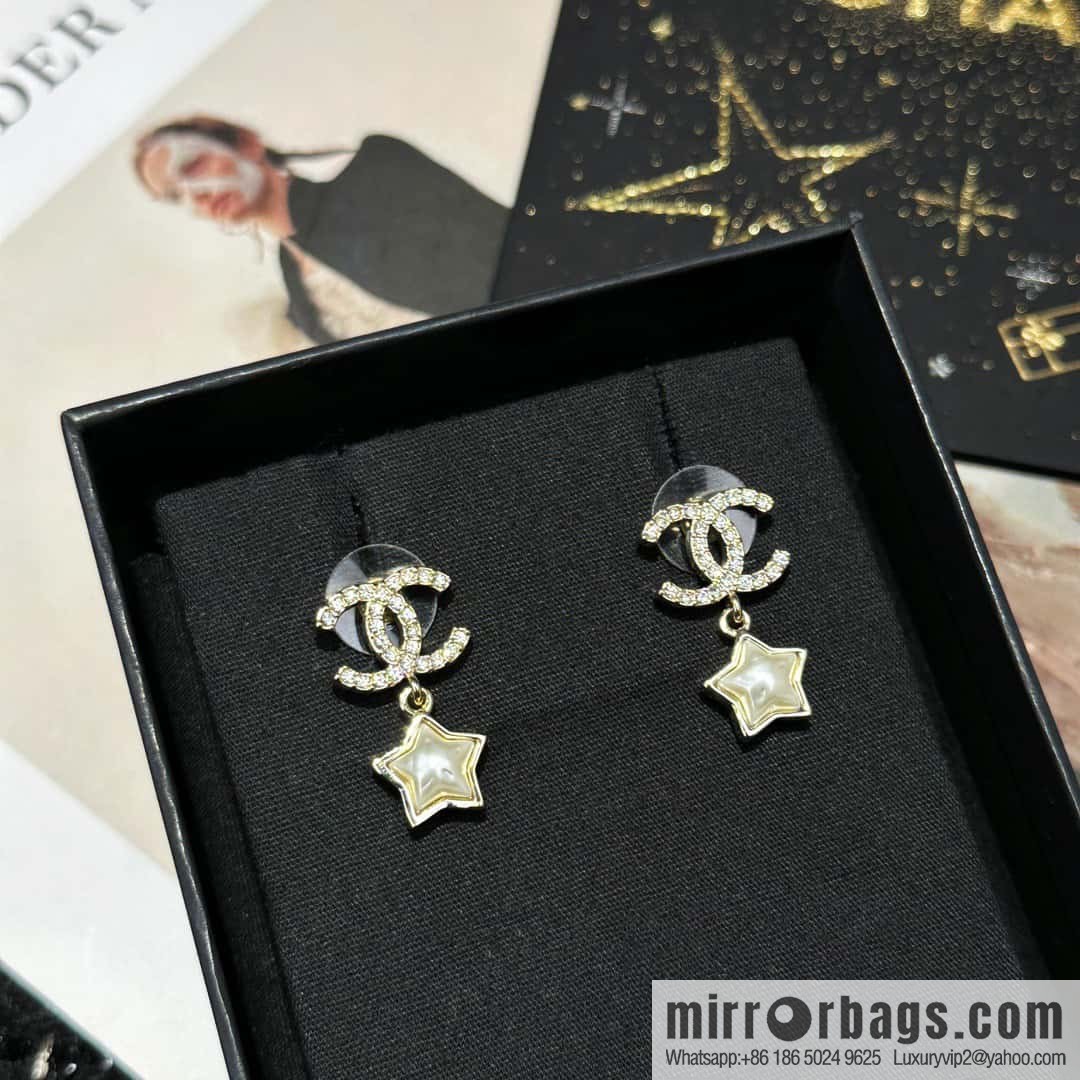 ☀️New ☑️ chanel c2 double c pentagram ⭐ star stud earrings ☀️