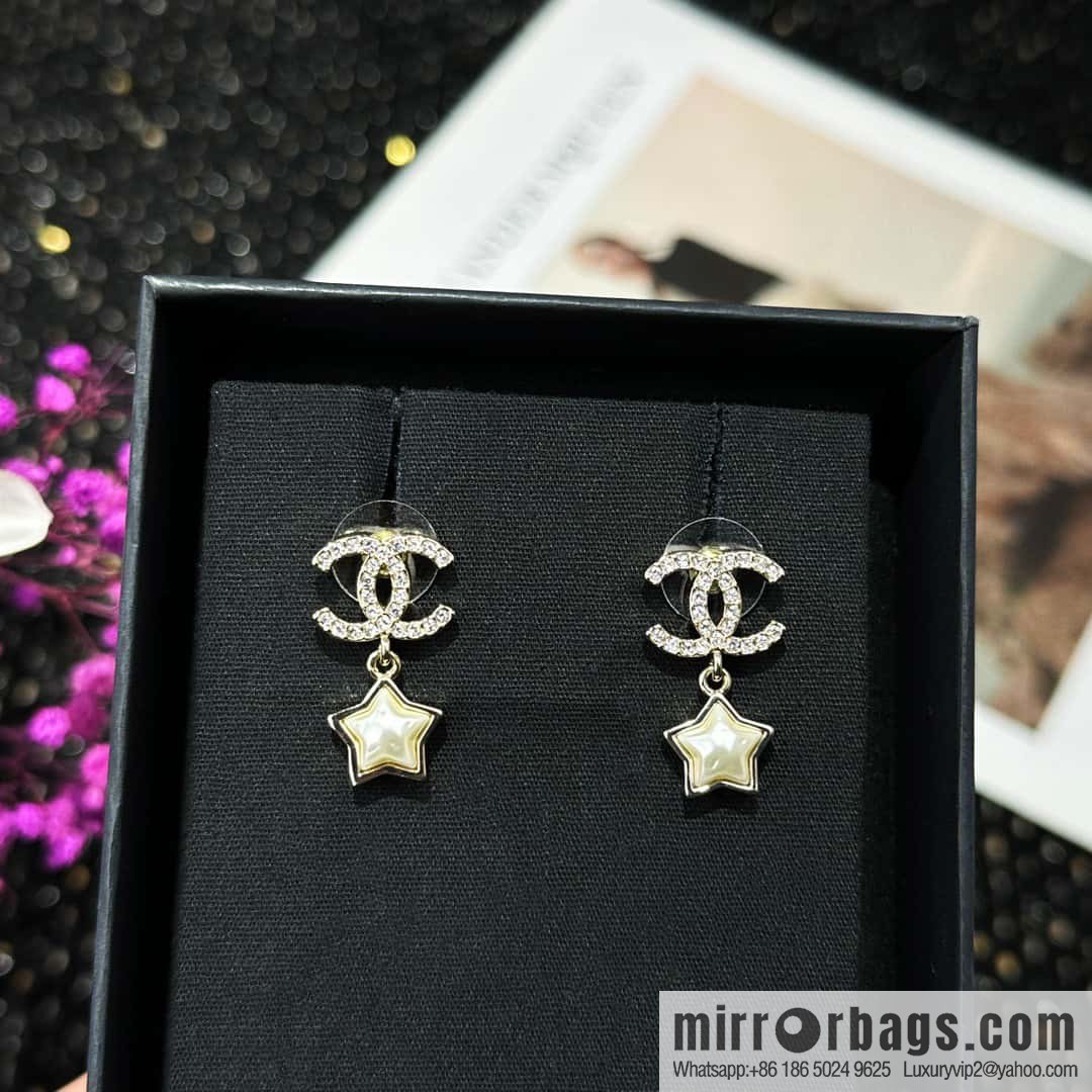 ☀️New ☑️ chanel c2 double c pentagram ⭐ star stud earrings ☀️